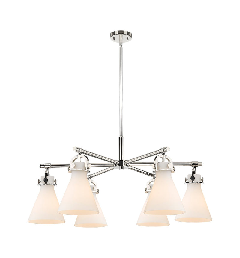 Innovations 410-6CR-PN-G411-7WH Six Light Chandelier, Polished Nickel