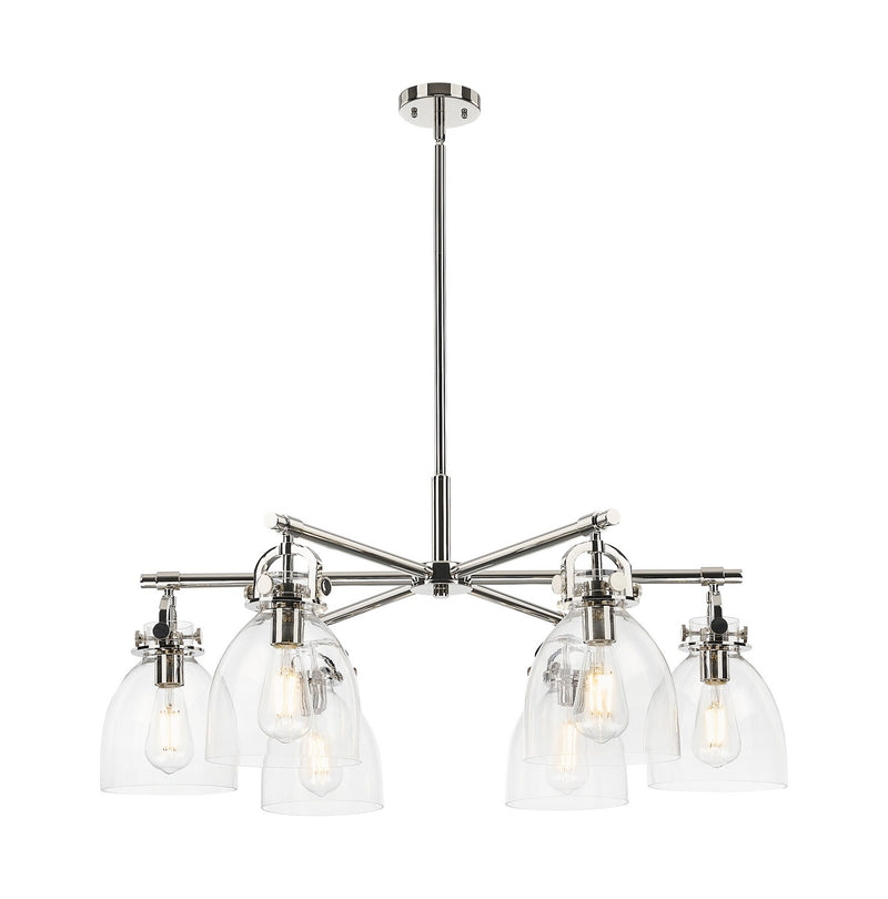 Innovations 410-6CR-PN-G412-7CL Six Light Chandelier, Polished Nickel
