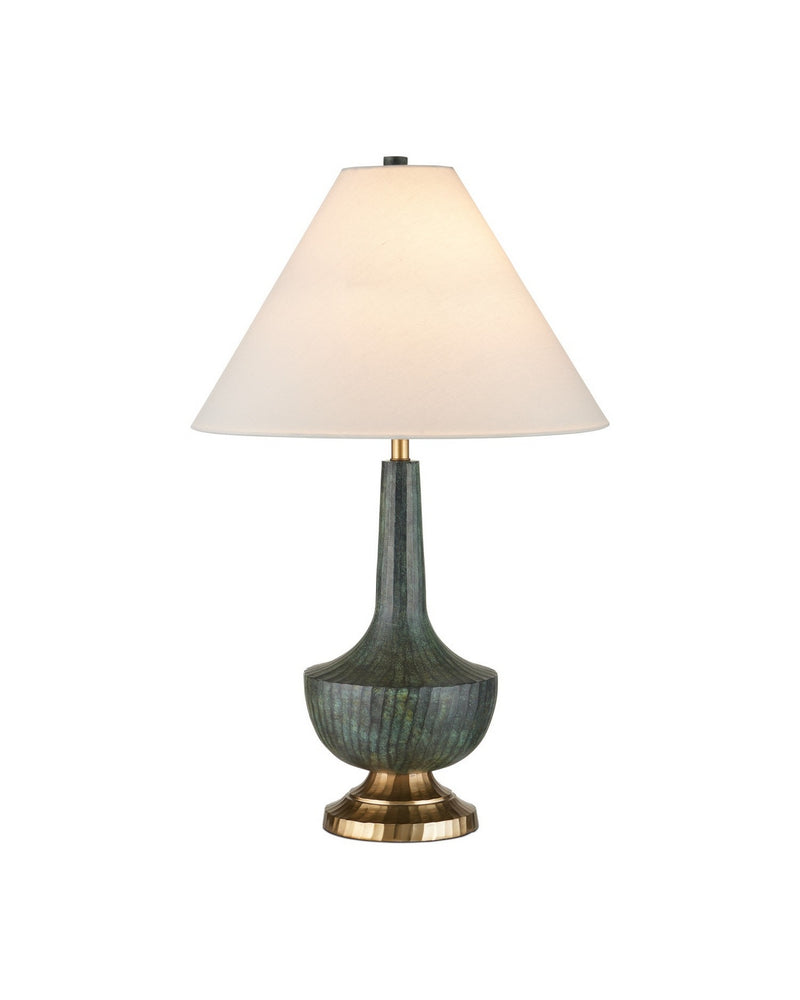 Currey and Company 6000-1060 One Light Table Lamp, Verdigris/Antique Brass