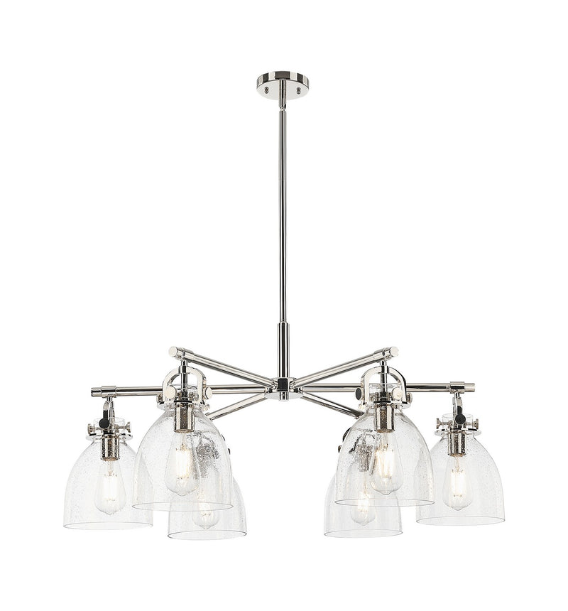 Innovations 410-6CR-PN-G412-7SDY Six Light Chandelier, Polished Nickel