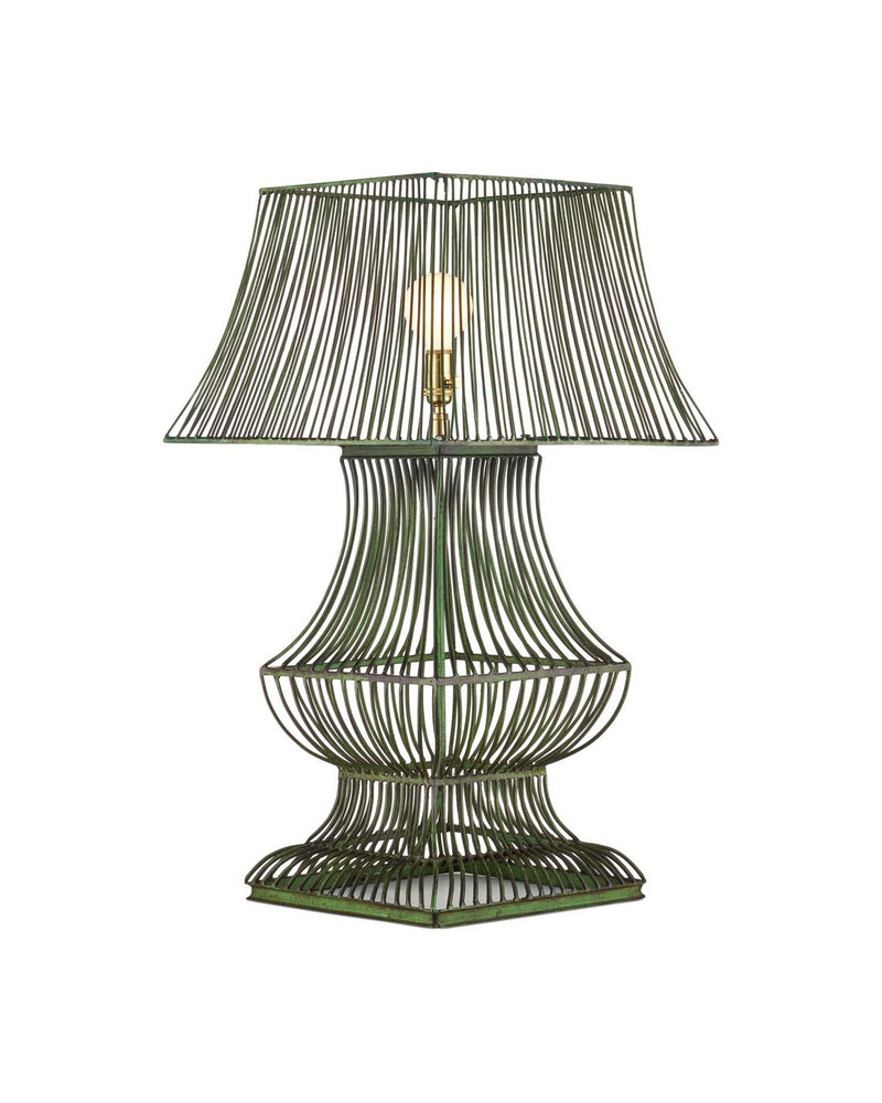 Currey and Company 6000-1062 One Light Table Lamp, Distressed Green