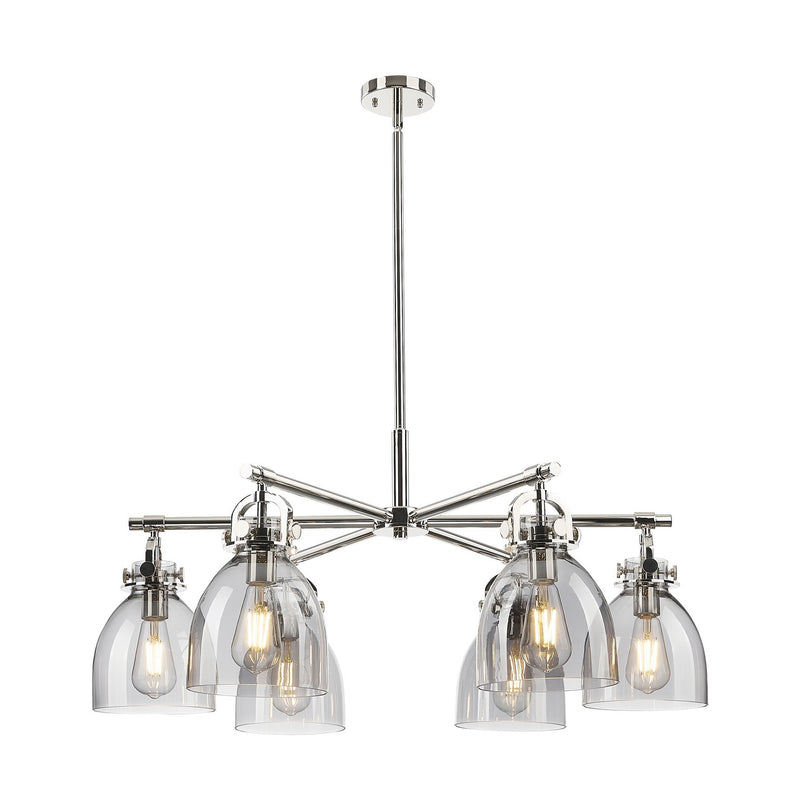 Innovations 410-6CR-PN-G412-7SM Six Light Chandelier, Polished Nickel