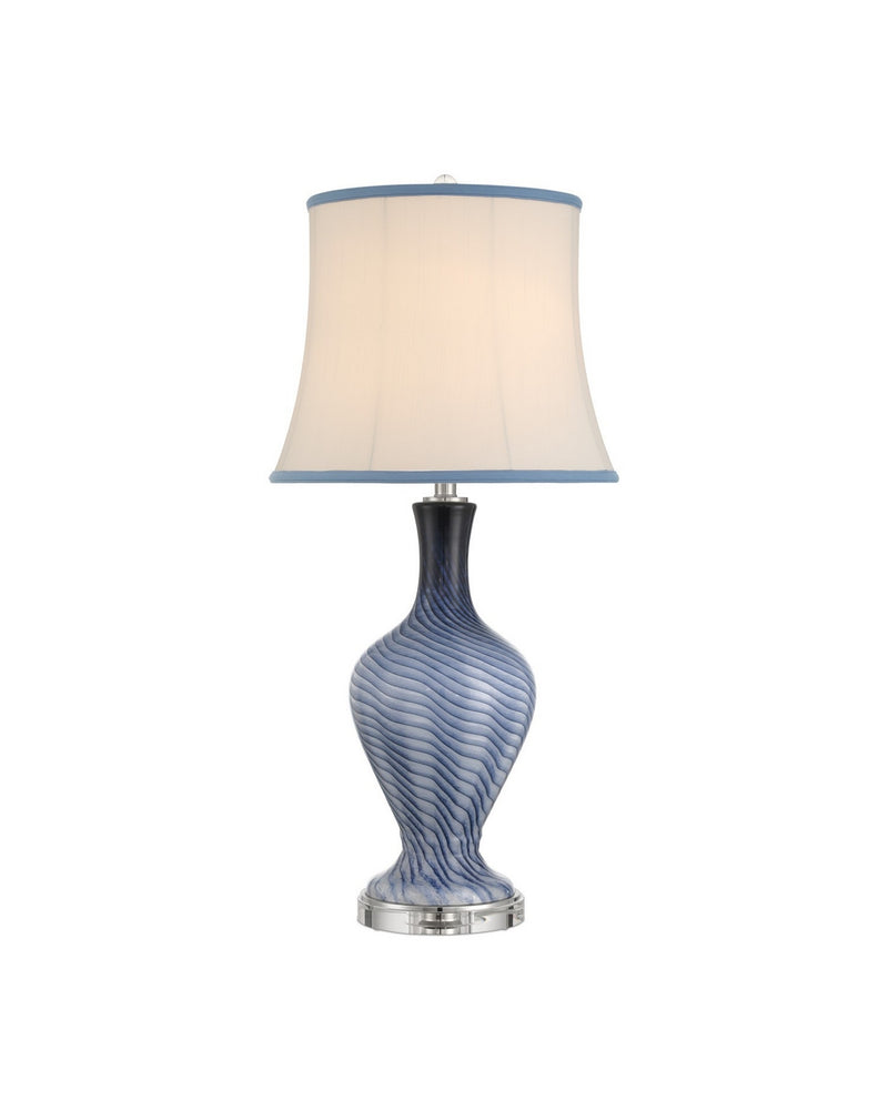 Currey and Company 6000-1064 One Light Table Lamp, Gray Blue/Clear