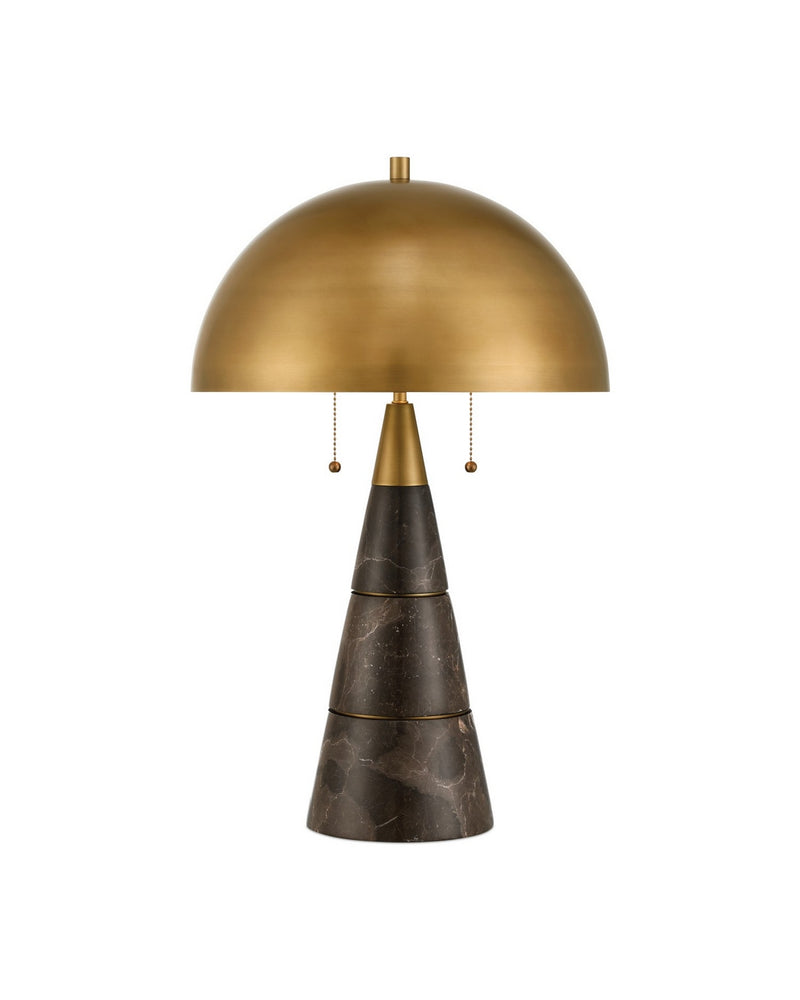 Currey and Company 6000-1065 Two Light Desk Lamp, Coffee Brown/Antique Brass