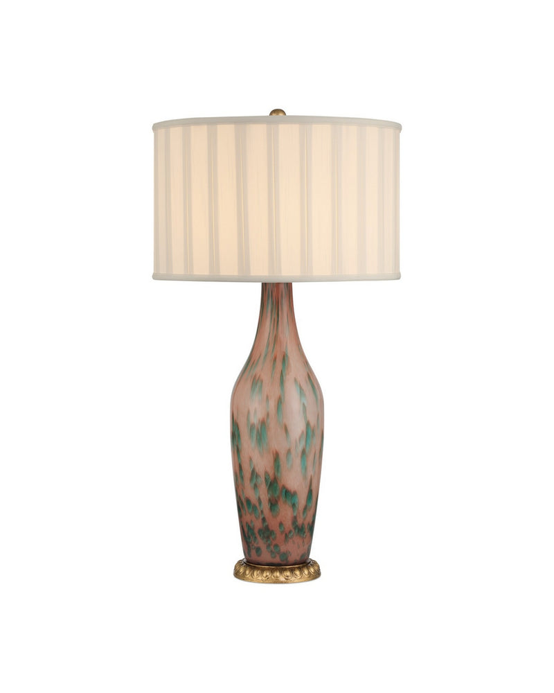 Currey and Company 6000-1068 One Light Table Lamp, Pale Pink/Green/Brown/Gold Leaf