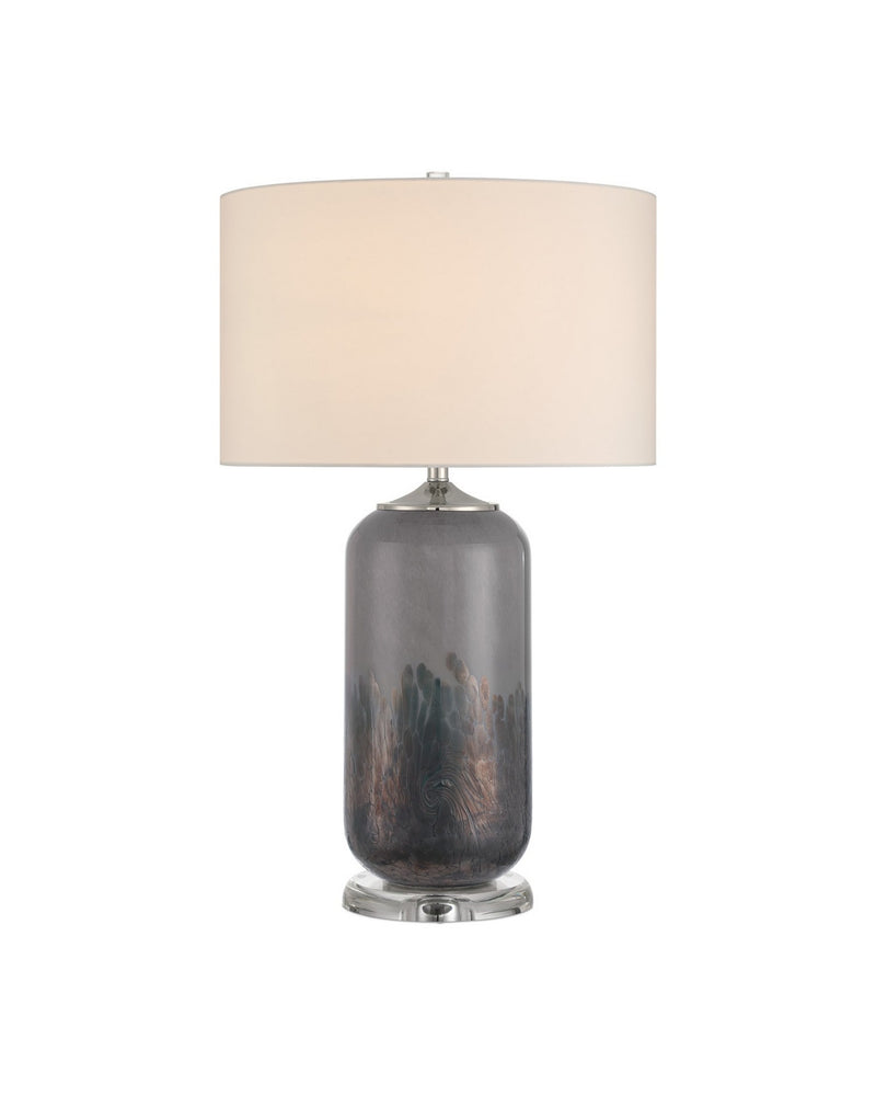 Currey and Company 6000-1071 One Light Table Lamp, Gray/Clear/Polished Nickel