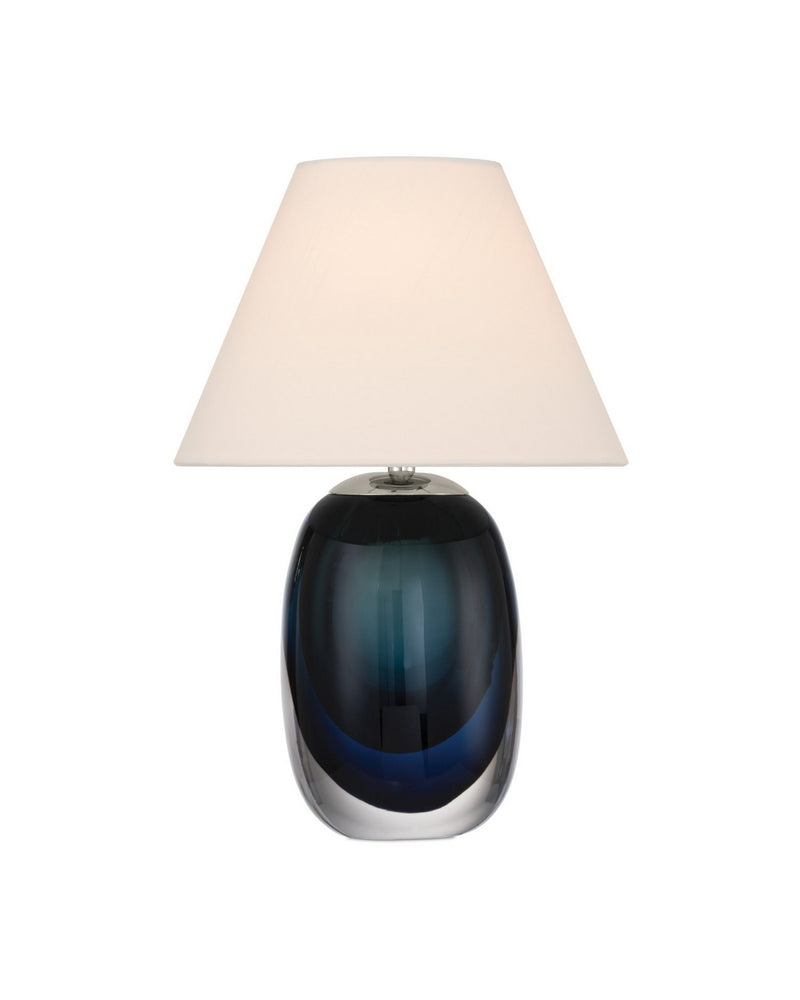 Currey and Company 6700-0019 LED Table Lamp, Blue/Clear/Polished NIckel