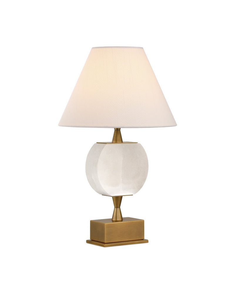 Currey and Company 6700-0022 LED Table Lamp, White/Antique Brass