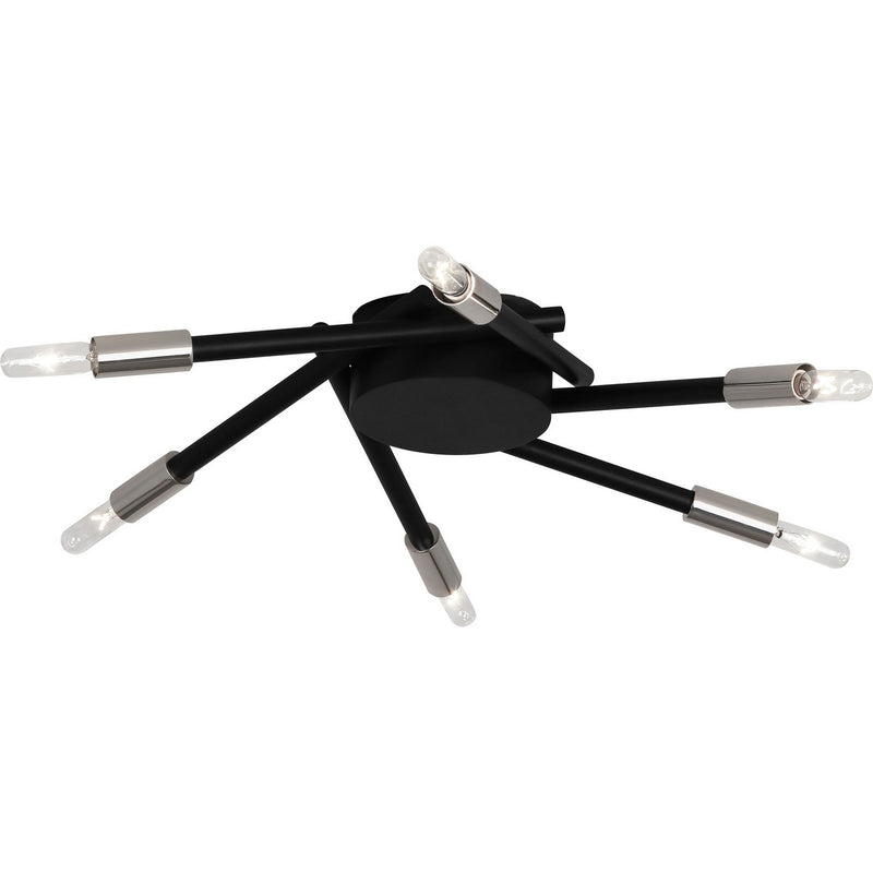 Robert Abbey S221 Six Light Flushmount, Polished Nickel w/Matte Black