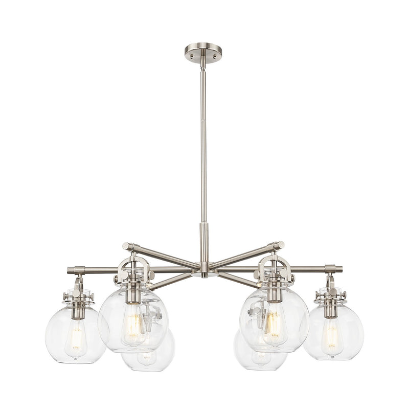 Innovations 410-6CR-SN-G410-7CL Six Light Chandelier, Satin Nickel