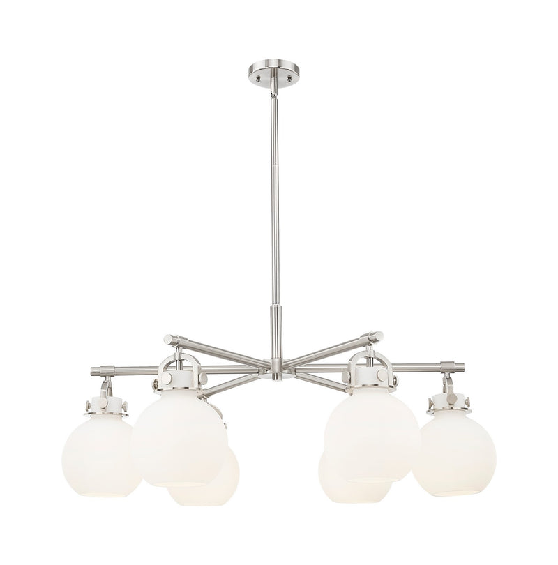 Innovations 410-6CR-SN-G410-7WH Six Light Chandelier, Satin Nickel