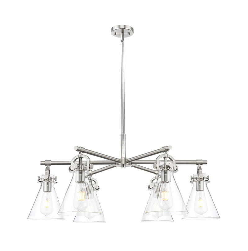 Innovations 410-6CR-SN-G411-7CL Six Light Chandelier, Satin Nickel