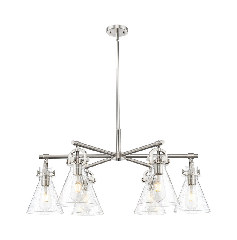 Innovations 410-6CR-SN-G411-7SDY Six Light Chandelier, Satin Nickel