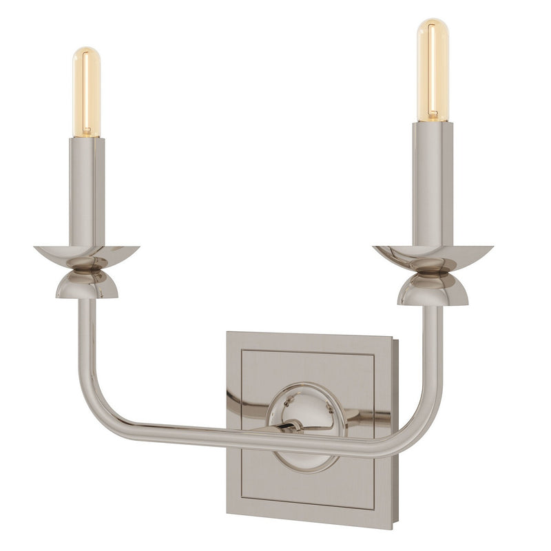Robert Abbey S274 Two Light Wall Sconce, Polished Nickel