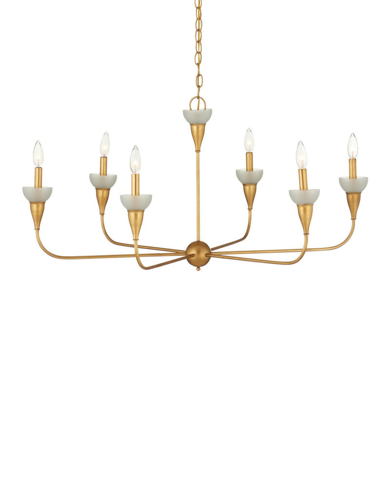 Currey and Company 9000-1328 Six Light Chandelier, Contemporary Gold Leaf/Contemporary Gold/Frosted