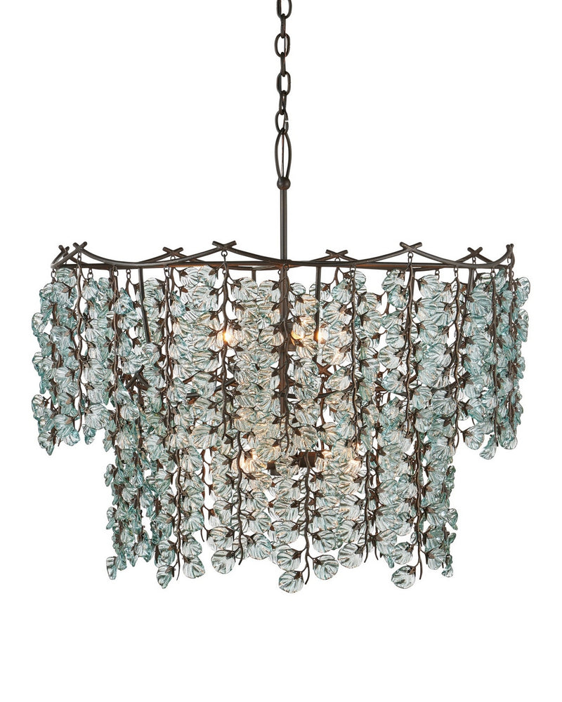 Currey and Company 9000-1330 Six Light Chandelier, Clear/Bronze