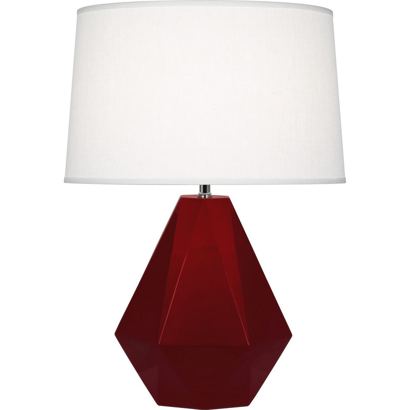 Robert Abbey SA930 One Light Table Lamp, Sangria Glazed Ceramic w/Polished Nickel