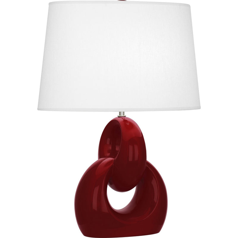 Robert Abbey SA981 One Light Table Lamp, Sangria Glazed Ceramic w/Polished Nickel