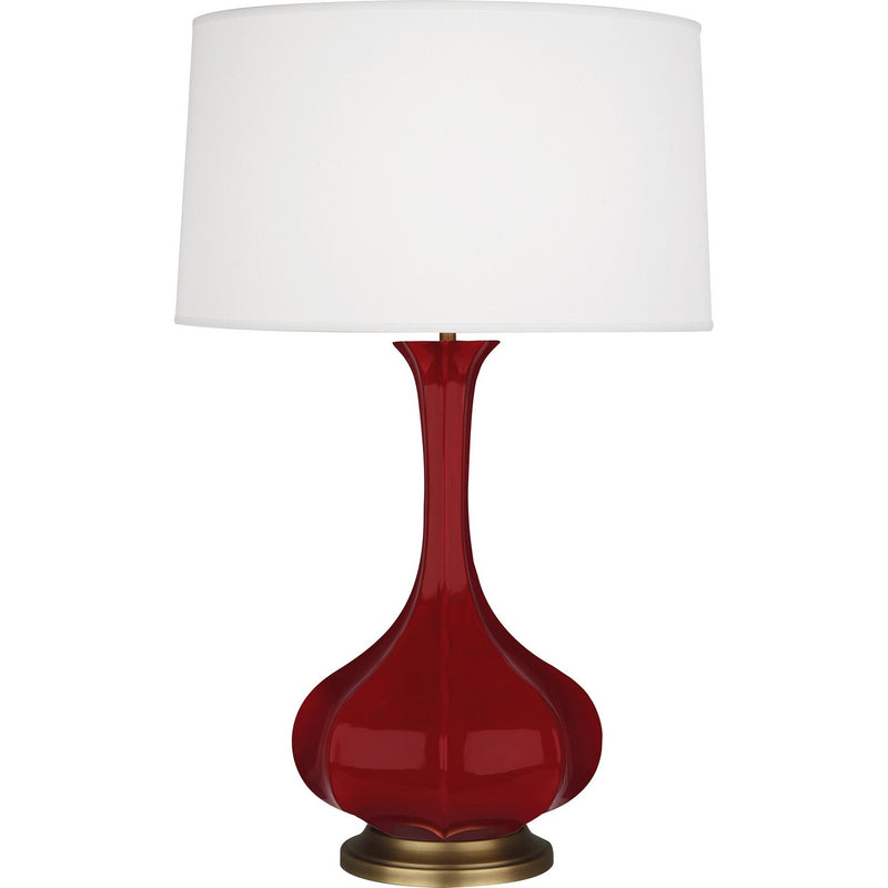 Robert Abbey SA994 One Light Table Lamp, Sangria Glazed Ceramic w/Aged Brass