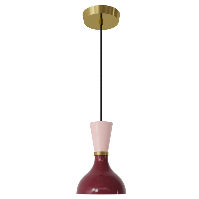 Robert Abbey SM01RW One Light Pendant, Modern Brass w/Sugar Plum, Rose Water Painted