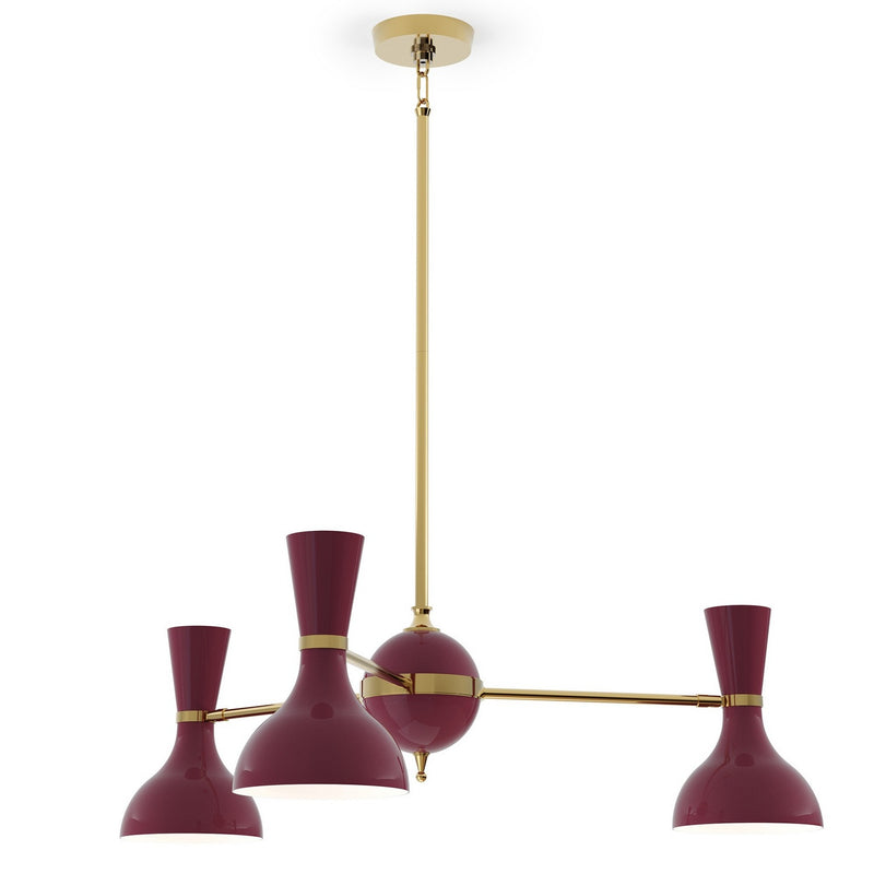 Robert Abbey SM03SM Three Light Chandelier, Modern Brass w/Sugar Plum Painted