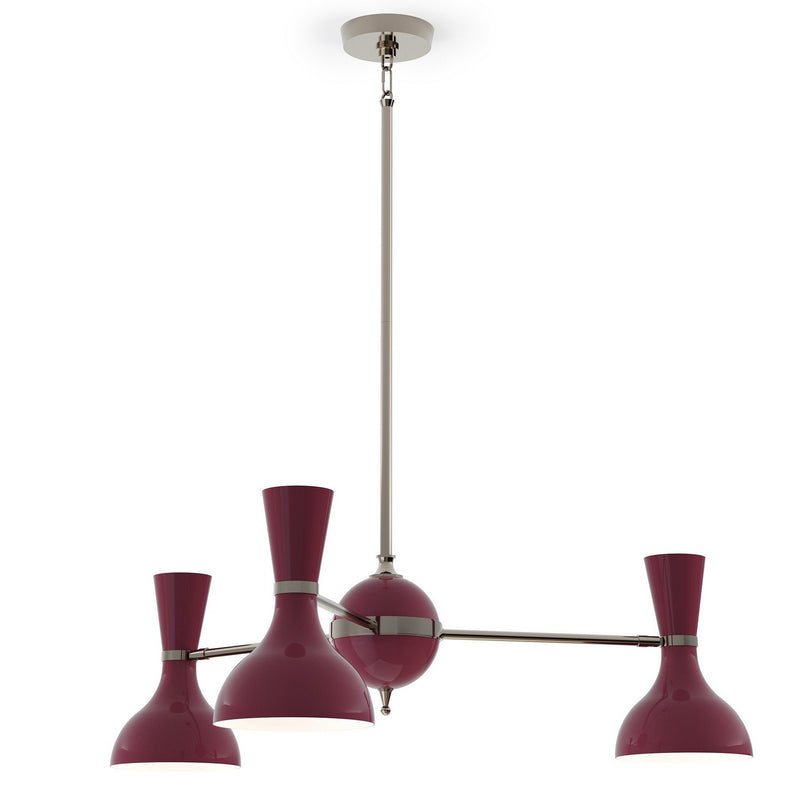 Robert Abbey SM04SM Three Light Chandelier, Polished Nickel w/Sugar Plum Painted