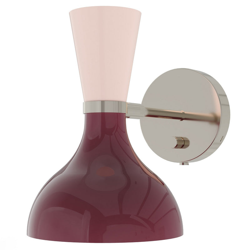 Robert Abbey SM06RW One Light Wall Sconce, Polished Nickel w/Sugar Plum, Rose Water Painted