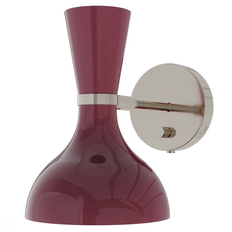 Robert Abbey SM06SM One Light Wall Sconce, Polished Nickel w/Sugar Plum Painted