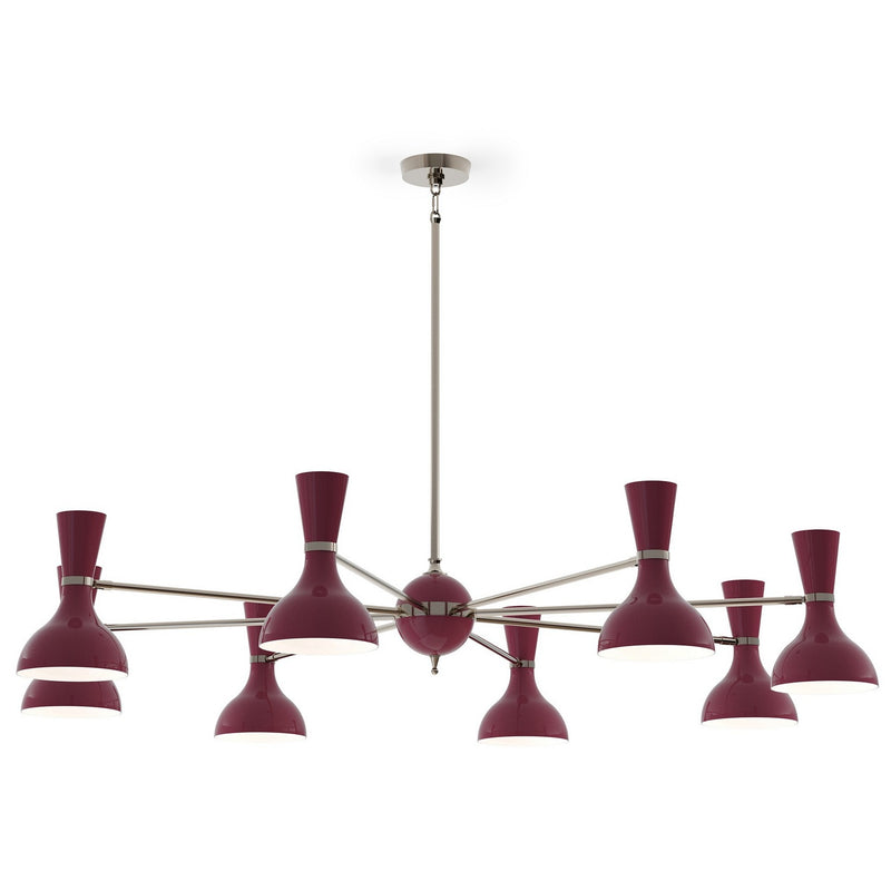 Robert Abbey SM09SM Eight Light Chandelier, Polished Nickel w/Sugar Plum Painted