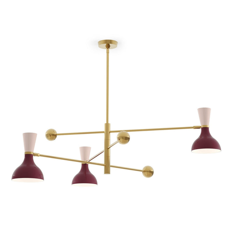 Robert Abbey SM10RW Three Light Pendant, Modern Brass w/Sugar Plum, Rose Water Painted