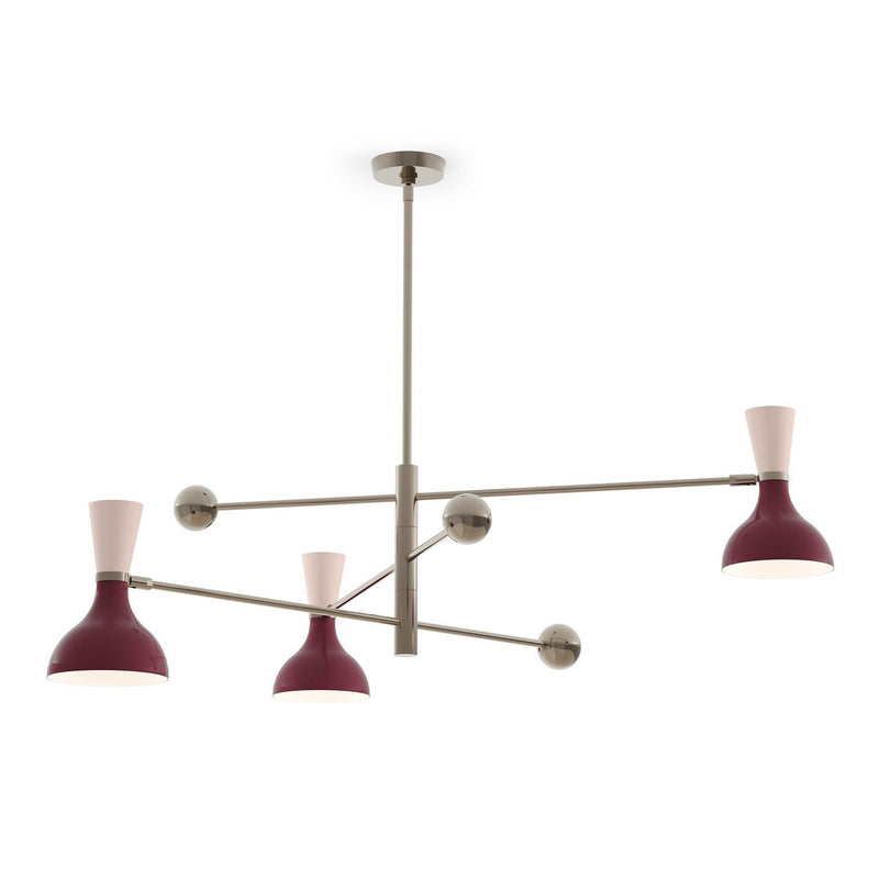 Robert Abbey SM11RW Three Light Pendant, Polished Nickel w/Sugar Plum, Rose Water Painted