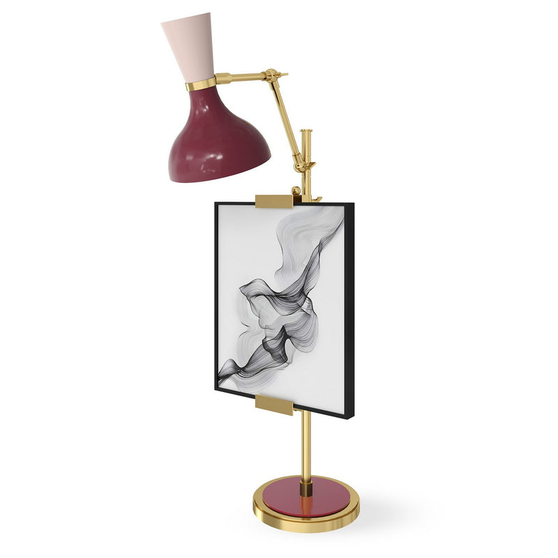 Robert Abbey SM14RW One Light Table Easel, Modern Brass w/Sugar Plum, Rose Water Painted