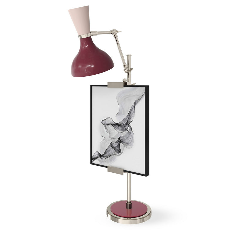 Robert Abbey SM15RW One Light Table Easel, Polished Nickel w/Sugar Plum, Rose Water Painted