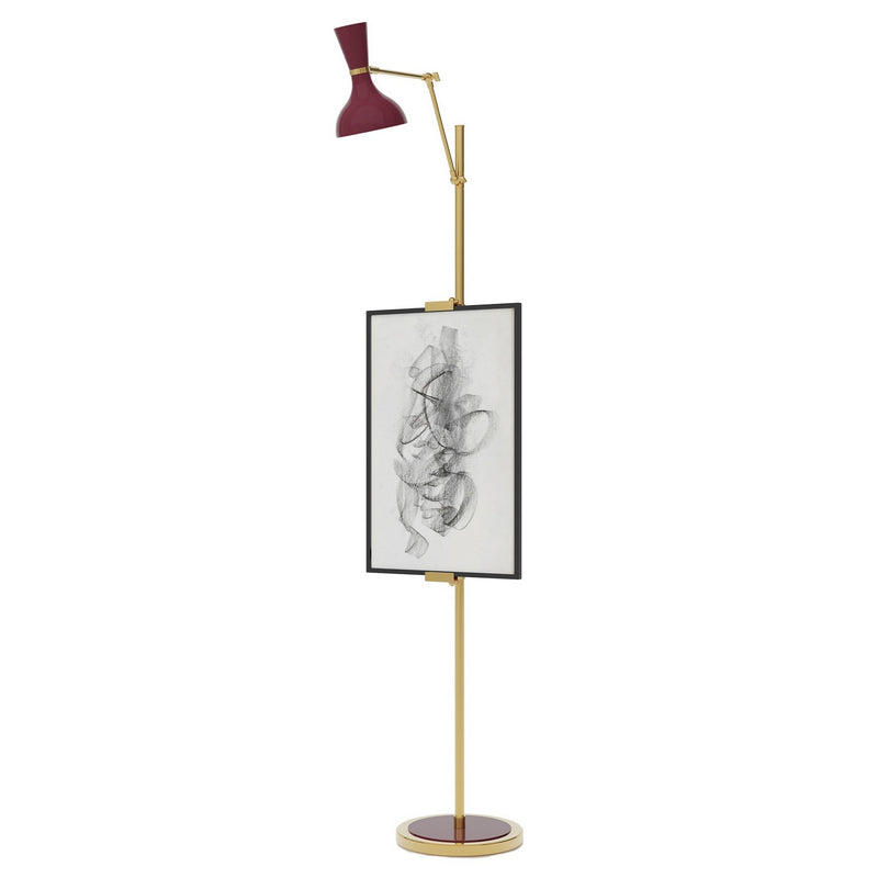 Robert Abbey SM16SM One Light Floor Easel, Modern Brass w/Sugar Plum Painted