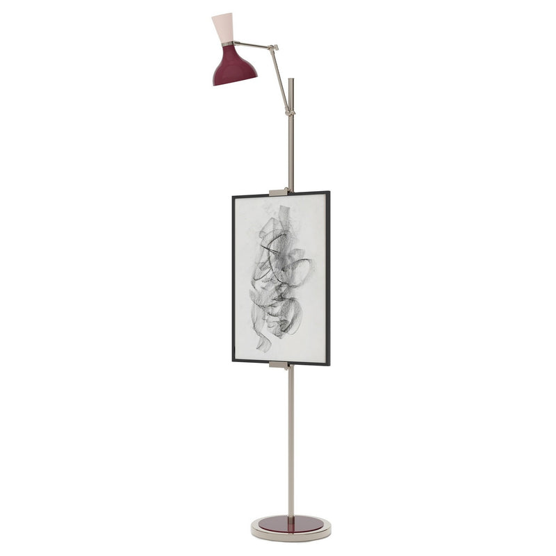 Robert Abbey SM17RW One Light Floor Easel, Polished Nickel w/Sugar Plum, Rose Water Painted