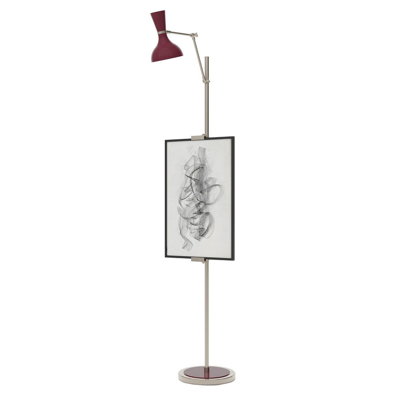 Robert Abbey SM17SM One Light Floor Easel, Polished Nickel w/Sugar Plum Painted