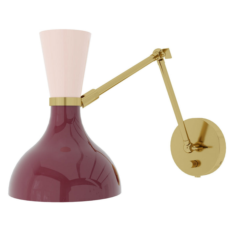 Robert Abbey SM18RW One Light Wall Sconce, Modern Brass w/Sugar Plum, Rose Water Painted