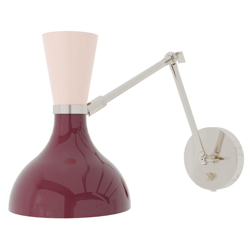 Robert Abbey SM19RW One Light Wall Sconce, Polished Nickel w/Sugar Plum, Rose Water Painted