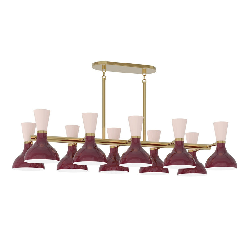 Robert Abbey SM20RW Ten Light Chandelier, Modern Brass w/Sugar Plum, Rose Water Painted
