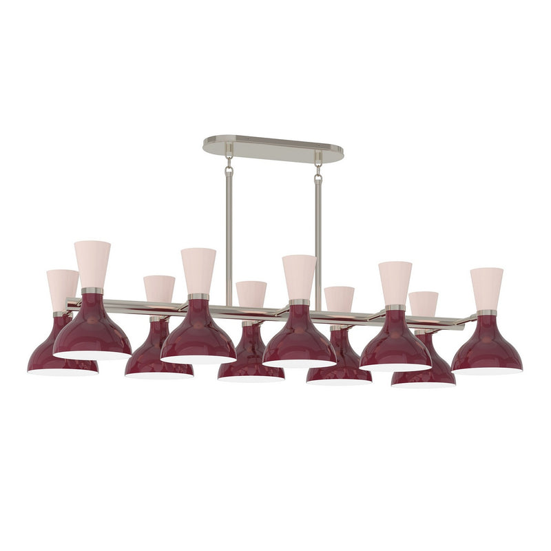 Robert Abbey SM21RW Ten Light Chandelier, Polished Nickel w/Sugar Plum, Rose Water Painted