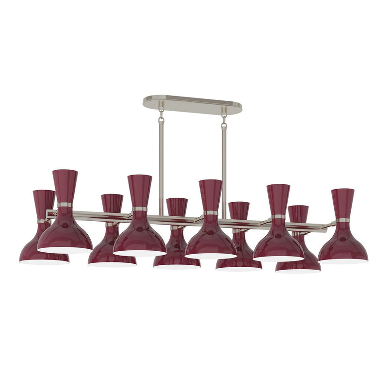 Robert Abbey SM21SM Ten Light Chandelier, Polished Nickel w/Sugar Plum Painted