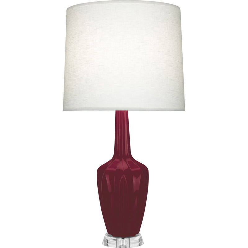 Robert Abbey SM37 One Light Table Lamp, Sugar Plum Glazed Ceramic w/Polished Nickel