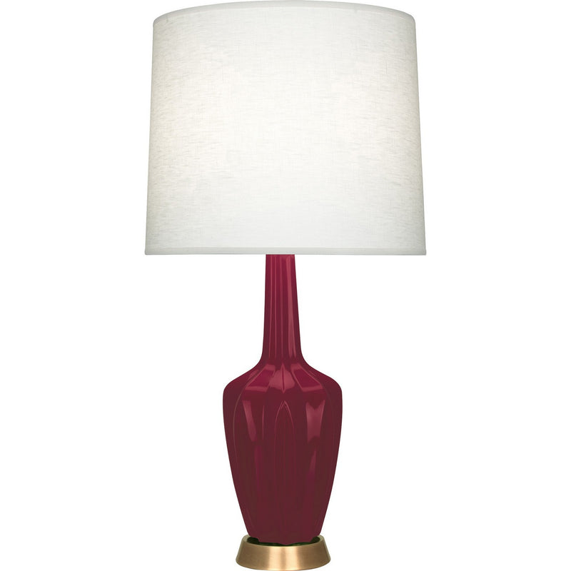 Robert Abbey SM38 One Light Table Lamp, Sugar Plum Glazed Ceramic w/Warm Brass