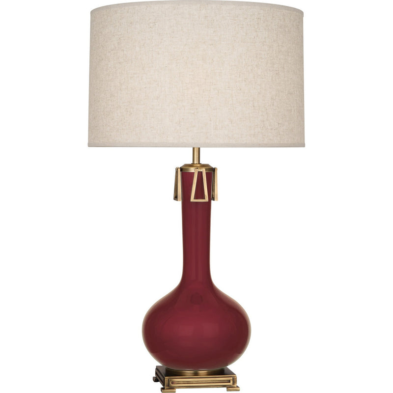 Robert Abbey SM992 One Light Table Lamp, Sugar Plum Glazed Ceramic w/Aged Brass