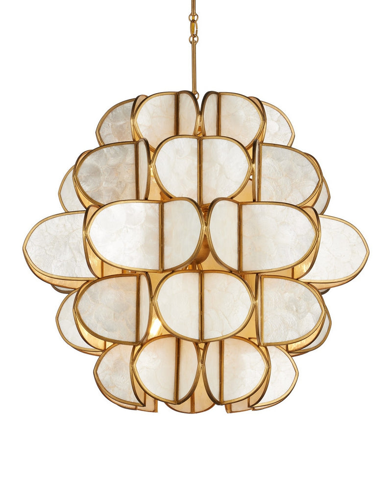 Currey and Company 9000-1339 Nine Light Chandelier, Natural/Brass
