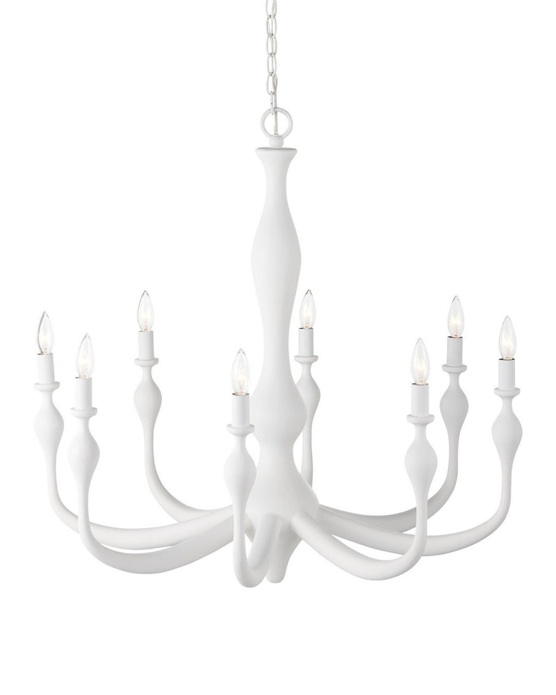 Currey and Company 9000-1340 Eight Light Chandelier, Gesso White