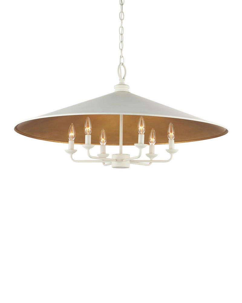 Currey and Company 9000-1343 Six Light Chandelier, Snow White/Contemporary Gold Leaf