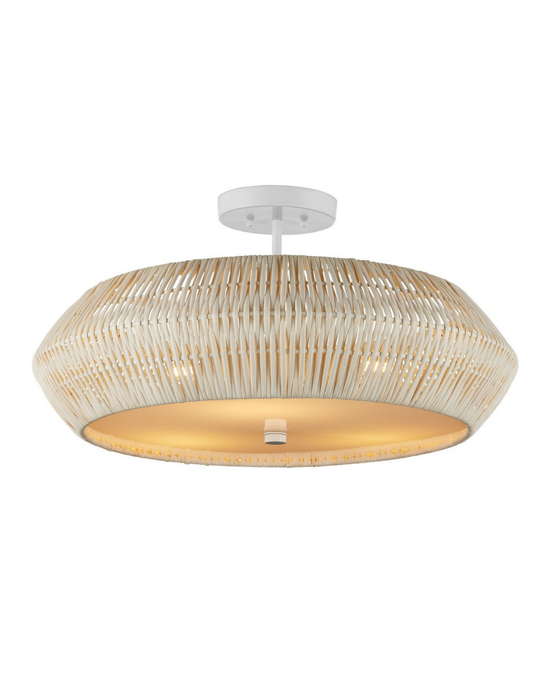 Currey and Company 9000-1346 Three Light Semi-Flush Mount, Bleached Natural/Snow White/White