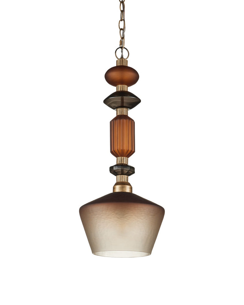 Currey and Company 9000-1349 One Light Pendant, Butter Rum Sandbar/Matte Ombre/Deep Gray/Antique Gold