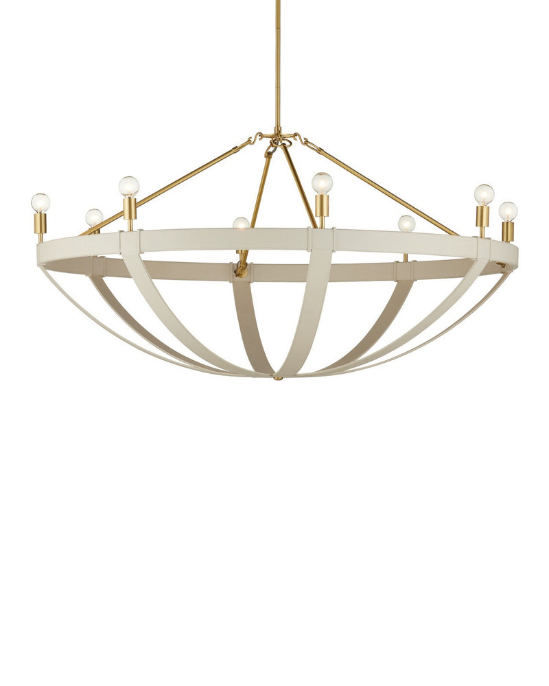 Currey and Company 9000-1352 Eight Light Chandelier, Cream/Brushed Brass